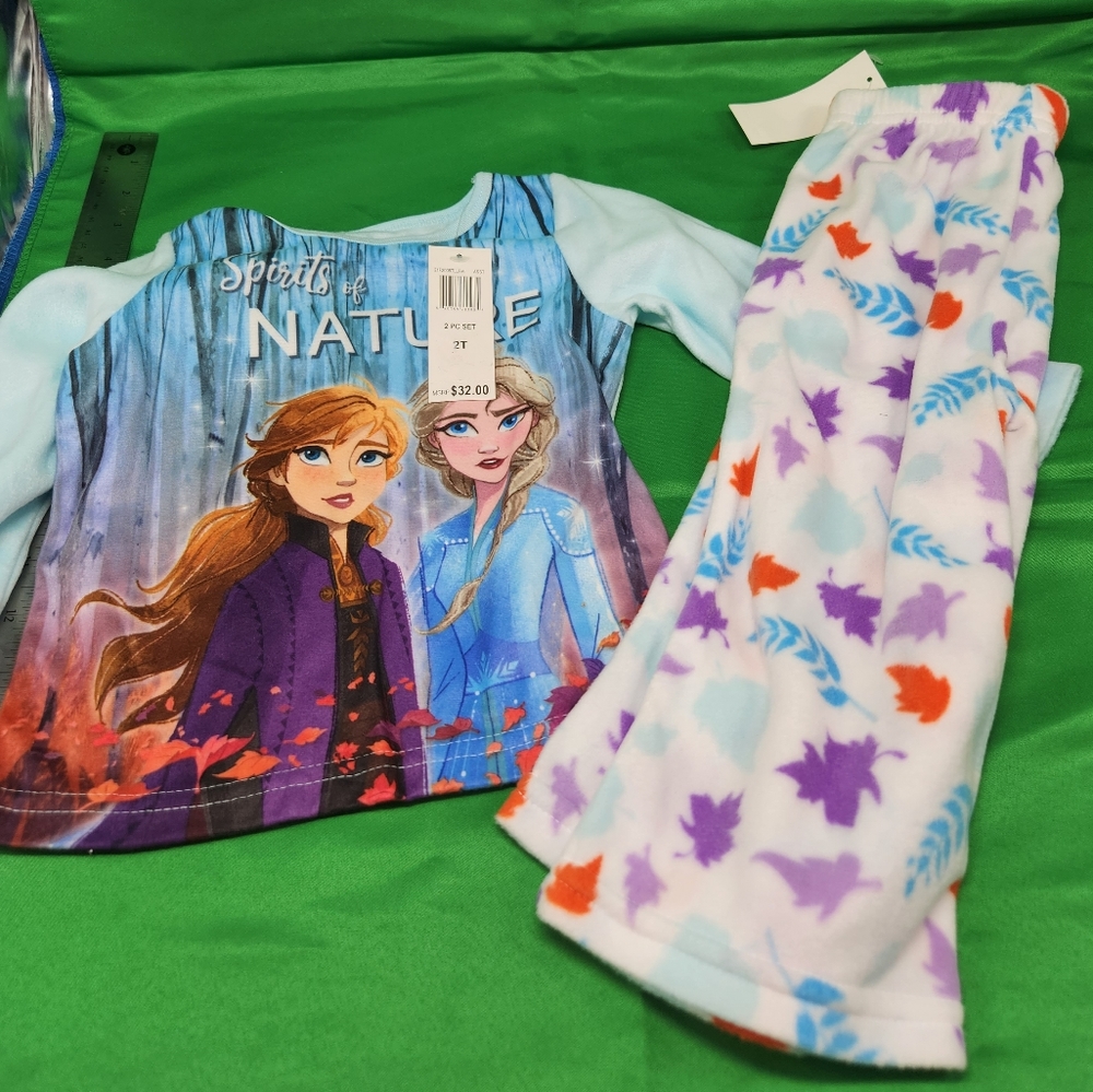 New Disney Frozen Fleece Elsa Anna Spirits of Nature 2 Pc Pajamas PJ's Jammies
